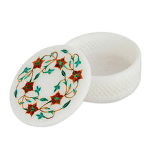 Load image into Gallery viewer, Handcrafted Marble Inlay Jewelry Box - Mughal Garland | NOVICA