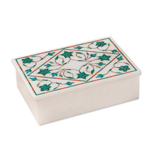 Load image into Gallery viewer, Handcrafted Marble Inlay Jewelry Box - Mughal Ivy | NOVICA