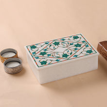 Load image into Gallery viewer, Handcrafted Marble Inlay Jewelry Box - Mughal Ivy | NOVICA
