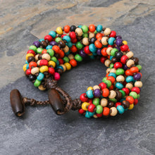 Load image into Gallery viewer, Multicolor Wood Beaded Artisan Crafted Bracelet - Trang Belle | NOVICA