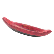 Load image into Gallery viewer, Red Hand Carved Boat Theme Catchall from Bali - Vintage Red Canoe | NOVICA