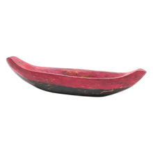 Load image into Gallery viewer, Red Hand Carved Boat Theme Catchall from Bali - Vintage Red Canoe | NOVICA