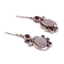 Load image into Gallery viewer, Handmade Garnet Earrings with Rainbow Moonstone - Exquisite | NOVICA