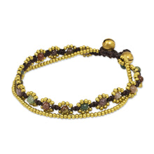 Load image into Gallery viewer, Hand Knotted Jasper Beaded Bracelet with Brass Bell - Festive Day | NOVICA