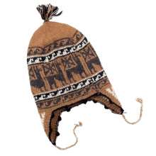 Load image into Gallery viewer, Grey and Brown Alpaca Blend Chullo Hat - Llama Shadow | NOVICA