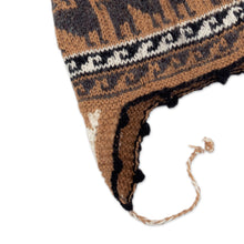 Load image into Gallery viewer, Grey and Brown Alpaca Blend Chullo Hat - Llama Shadow | NOVICA