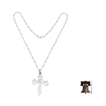 Load image into Gallery viewer, Textured Silver Floral Cross Necklace - Tulip Cross | NOVICA
