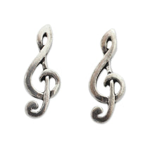 Load image into Gallery viewer, Musical Sol Key Note G Clef Earrings in 925 Sterling Silver - Sol Key | NOVICA