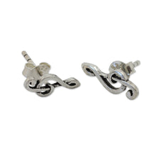 Load image into Gallery viewer, Musical Sol Key Note G Clef Earrings in 925 Sterling Silver - Sol Key | NOVICA