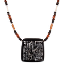 Load image into Gallery viewer, Peruvian Ceramic Pendant Necklace with Silver Beads - Night Sky | NOVICA