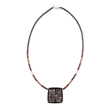 Load image into Gallery viewer, Peruvian Ceramic Pendant Necklace with Silver Beads - Night Sky | NOVICA