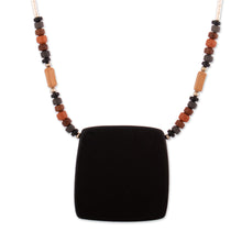 Load image into Gallery viewer, Peruvian Ceramic Pendant Necklace with Silver Beads - Night Sky | NOVICA
