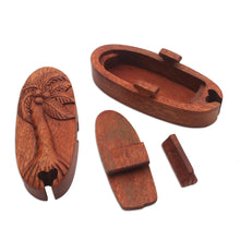 Load image into Gallery viewer, Hand Carved Wood Puzzle Box with Palm Tree - Coconut Palm | NOVICA