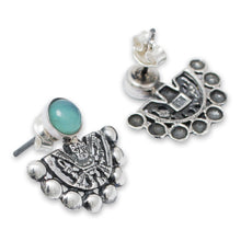 Load image into Gallery viewer, Inca Glyph Earrings with Opal and Sterling Silver - Child of the Sun | NOVICA