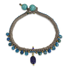 Load image into Gallery viewer, Lapis Lazuli and Agate Braided Bracelet with Brass Beads - Mae Sa Cascade | NOVICA