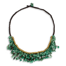 Load image into Gallery viewer, Beaded Cord Necklace with Green Aventurine and Brass - Garden Party | NOVICA