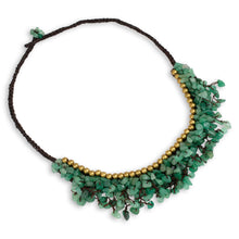 Load image into Gallery viewer, Beaded Cord Necklace with Green Aventurine and Brass - Garden Party | NOVICA