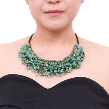 Load image into Gallery viewer, Beaded Cord Necklace with Green Aventurine and Brass - Garden Party | NOVICA