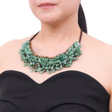 Load image into Gallery viewer, Beaded Cord Necklace with Green Aventurine and Brass - Garden Party | NOVICA