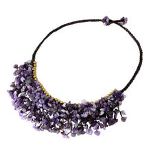 Load image into Gallery viewer, Amethyst Chip and Brass Bead Necklace from Thai Artisan - Dance Party | NOVICA