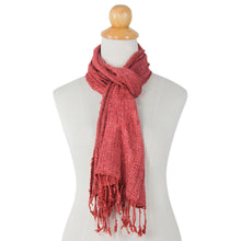 Load image into Gallery viewer, Artisan Crafted Rose Pink Woven Silk Scarf with Fringe - Essential Rose | NOVICA