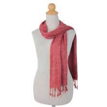 Load image into Gallery viewer, Artisan Crafted Rose Pink Woven Silk Scarf with Fringe - Essential Rose | NOVICA