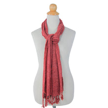 Load image into Gallery viewer, Artisan Crafted Rose Pink Woven Silk Scarf with Fringe - Essential Rose | NOVICA