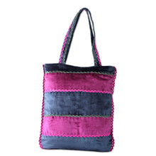 Load image into Gallery viewer, Velvet Applique Shoulder Bag with Embroidery and Sequins - Butterfly Garden | NOVICA