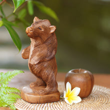 Load image into Gallery viewer, Hand Carved Wood Statuette of Standing Brown Bear - Inquisitive Brown Bear | NOVICA