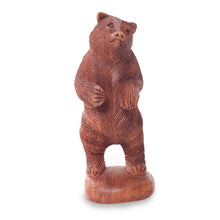 Load image into Gallery viewer, Hand Carved Wood Statuette of Standing Brown Bear - Inquisitive Brown Bear | NOVICA