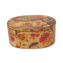 Load image into Gallery viewer, Oval Decoupage Victorian-Style Pinewood Treasure Box - Memories | NOVICA