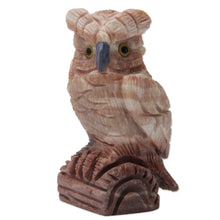 Load image into Gallery viewer, Artisan Crafted Pink Calcite Bird Sculpture from Peru - Rosy Owl | NOVICA