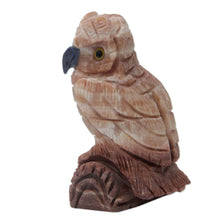 Load image into Gallery viewer, Artisan Crafted Pink Calcite Bird Sculpture from Peru - Rosy Owl | NOVICA