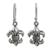 Load image into Gallery viewer, Fleur-de-lis Dangle Earrings Crafted in Sterling 925 Silver - Fleur-de-lis | NOVICA
