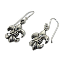 Load image into Gallery viewer, Fleur-de-lis Dangle Earrings Crafted in Sterling 925 Silver - Fleur-de-lis | NOVICA