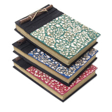 Load image into Gallery viewer, Assorted Color Balinese Natural Fiber Journals (Set of 3) - Beratan Mosaic I | NOVICA