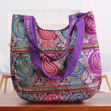 Load image into Gallery viewer, Multicolored Brocade Shoulder Bag by Indian Artisan - Paisley Parade | NOVICA