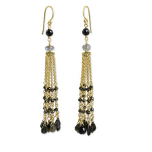 Load image into Gallery viewer, Gold Plated Earrings with Labradorite Tourmaline and Spinel - Elysian Cascade | NOVICA