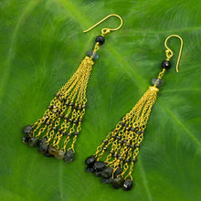 Load image into Gallery viewer, Gold Plated Earrings with Labradorite Tourmaline and Spinel - Elysian Cascade | NOVICA