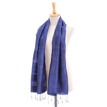 Load image into Gallery viewer, Hand Woven Blue Thai Silk and Rayon Scarf - Sapphire Night | NOVICA