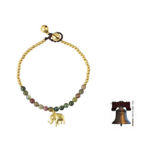Load image into Gallery viewer, Jasper and Elephant Charm on Pair of Brass Beaded Bracelets - Stylish Elephants | NOVICA