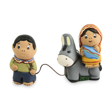 Load image into Gallery viewer, Handmade Two-Piece Set of Ceramic Mary and Joseph Figurines - Flight to Egypt | NOVICA