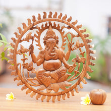 Load image into Gallery viewer, Balinese Artisan Carved Ganesha Wood Relief Panel - Ganesha Aura | NOVICA