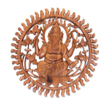 Load image into Gallery viewer, Balinese Artisan Carved Ganesha Wood Relief Panel - Ganesha Aura | NOVICA