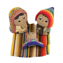 Load image into Gallery viewer, 3-Pc Ceramic Nativity Scene with Woven Details from Peru - Andean Holy Family | NOVICA