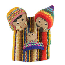 Load image into Gallery viewer, 3-Pc Ceramic Nativity Scene with Woven Details from Peru - Andean Holy Family | NOVICA