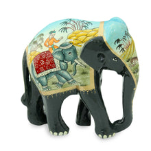 Load image into Gallery viewer, 3 Artisan Crafted Lacquered Wood Elephant Sculptures - Black Elephant Trio | NOVICA