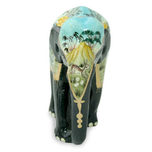 Load image into Gallery viewer, 3 Artisan Crafted Lacquered Wood Elephant Sculptures - Black Elephant Trio | NOVICA