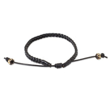 Load image into Gallery viewer, Braided Black Leather Mens Bracelet - Single Black Braid | NOVICA