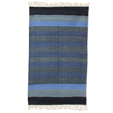 Load image into Gallery viewer, 3 by 5 Foot Handwoven Blue Cotton Rug from India - Blue Shadow Harmony | NOVICA